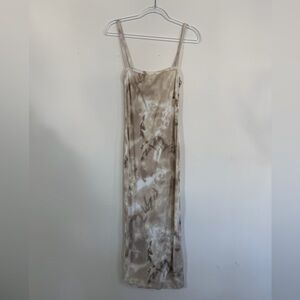 Zara Womens Ribbed Sleeveless Midi Bodycon Dress Elegant Tie-Dye Maxi Size S